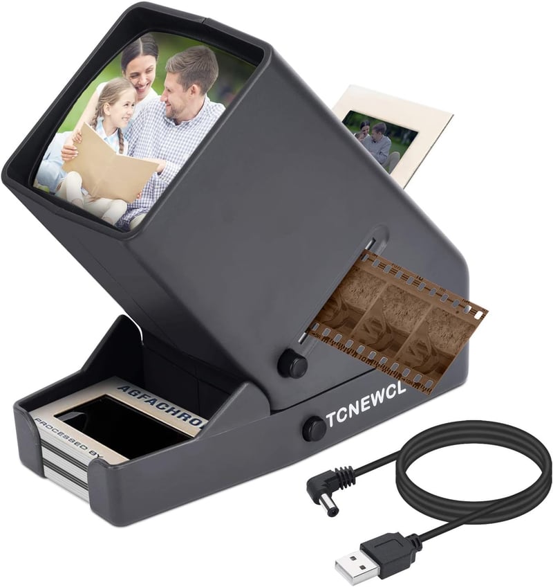 TCNEWCL LED Dia Vetítő 35mm Diákhoz, 3x Nagyítás, USB Tápellátás, Negatív Filmekhez