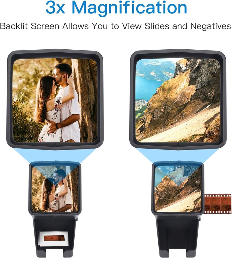 TCNEWCL LED Dia Vetítő 35mm Diákhoz, 3x Nagyítás, USB Tápellátás, Negatív Filmekhez