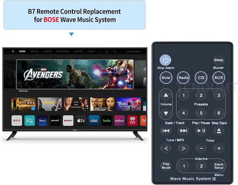 TCNOUMT Pótló Távirányító Bose Sound Touch Wave Zenerendszerhez I II III IV Kompatibilis AWRCC1 AWRCC2 AWRCC3 Modellekkel