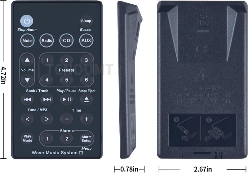 TCNOUMT Pótló Távirányító Bose Sound Touch Wave Zenerendszerhez I II III IV Kompatibilis AWRCC1 AWRCC2 AWRCC3 Modellekkel