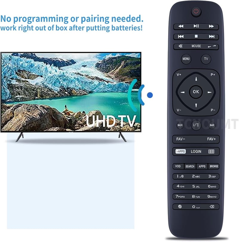 TCNOUMT RC2964506/01B Távirányító KARTINA TV Comigo Quattro IPTV Boksz Helyettesítő Fekete Univerzális Vezérlő