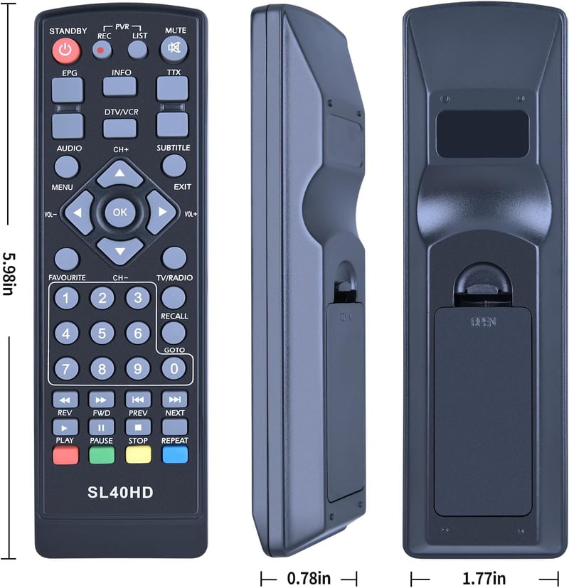 TCNOUMT Távirányító SL 40 HD Kompatibilis Comag M01 SL40HD HD25 EVOLVEO Scorpio DT-3010 Telesystem F-21 Dyon Galaxy Predator Maximum S2000 S