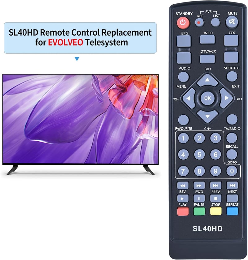 TCNOUMT Távirányító SL 40 HD Kompatibilis Comag M01 SL40HD HD25 EVOLVEO Scorpio DT-3010 Telesystem F-21 Dyon Galaxy Predator Maximum S2000 S
