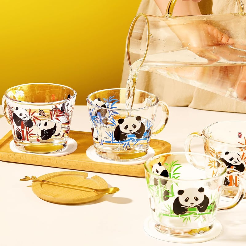TDN Panda Motívumos Cappuccino Pohár 2db 400ml Kávés Pohár Füllel