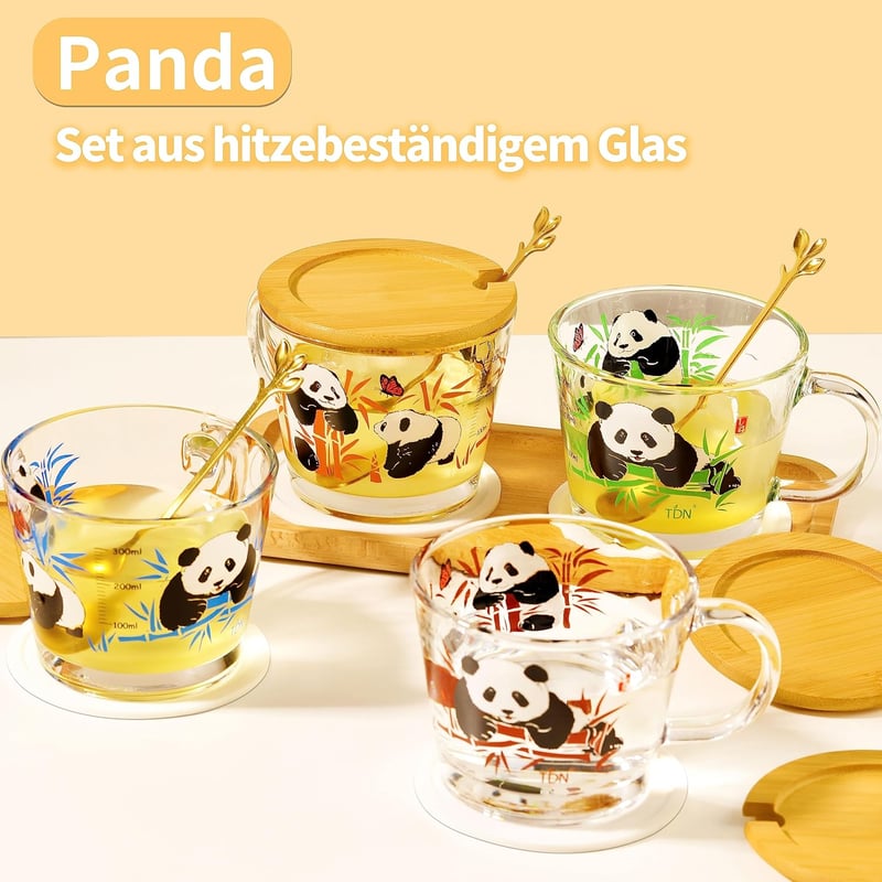 TDN Panda Motívumos Cappuccino Pohár 2db 400ml Kávés Pohár Füllel