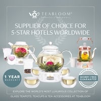 Ceainic din sticlă Teabloom cu infuzor detașabil – Rezistent la căldură și utilizabil în cuptorul cu microunde – Include 2 ceaiuri tip floare – Infuzor de ceai de 1,2 litri 9