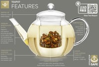 Ceainic din sticlă Teabloom cu infuzor detașabil – Rezistent la căldură și utilizabil în cuptorul cu microunde – Include 2 ceaiuri tip floare – Infuzor de ceai de 1,2 litri 4