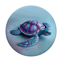 Geometrický korytnačí vzor Teal Blue Purple Turtle na lepiacom držiaku PopSockets PopGrip so svetlomodrým azúrovým pozadím 3
