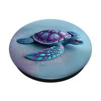 Geometrický korytnačí vzor Teal Blue Purple Turtle na lepiacom držiaku PopSockets PopGrip so svetlomodrým azúrovým pozadím 2
