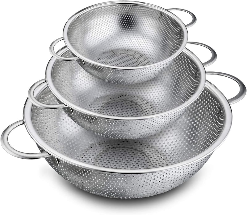 TEAMFAR 3 resz szuro szett mikroperforalt rozsdamentes szuro edeny ravi pasta szuro fogantyuk 16 22 28 cm mosogatogepbe teheto gyumolcs rizs