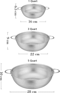 TEAMFAR 3 resz szuro szett mikroperforalt rozsdamentes szuro edeny ravi pasta szuro fogantyuk 16 22 28 cm mosogatogepbe teheto gyumolcs rizs 2