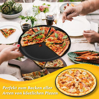 TEAMFAR Pizza Sütőtálca Szett, 4 db Rozsdamentes Acél Kerek Pizzaforma Tapadásmentes Bevonattal, 26 cm Átmérőjű Sütőlap Pizzához 4