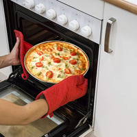 TEAMFAR Pizzasütő Tálca Szett, 4 db Rozsdamentes Acél Kerek Sütőforma 26 cm, Mosogatógépben Mosható, Többfunkciós Tepsi Pizzához, Süteményhe 4
