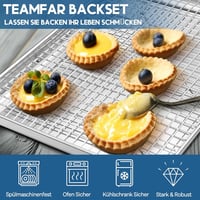 TEAMFAR Rozsdamentes Acél Sütőtálca Hűtőráccsal - Nagy Méretű Tepsi Süteményekhez 40,5x30,5 cm - Vegyszermentes, Mosogatógépben Mosható 5
