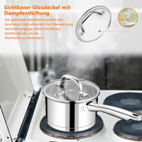 TEAMFAR Rozsdamentes Acél Tejforraló Lábas 14 cm, 0,9L Üvegfedővel - 3 Rétegű Alj, Minden Tűzhelyhez, Indukciós, Mosogatógépben Mosható 6