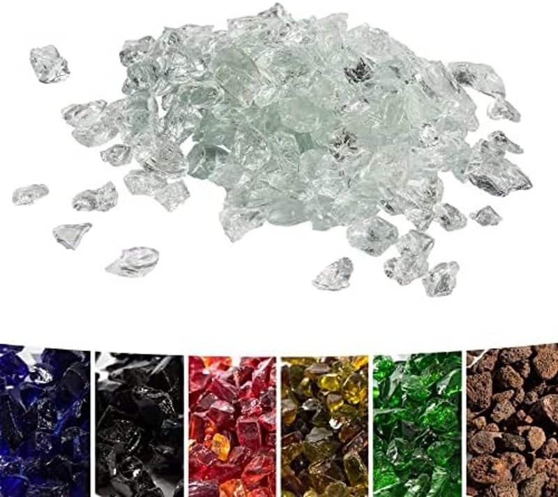 Teamson Home 4 kg Lávakő Kerti Gázgrillhez, Edzett Tűzüveg, Kültéri Tüzéphez - One Size, Clear
