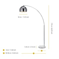 Lampadar LED Teamson Home Arquer Versanora VN-L00010-EU – Lampă de podea arcuită, finisaj cromat, cu consum redus de energie pentru living 5