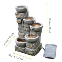 Záhradná fontána z imitácie kameňa Teamson Home Peaktop PT-SF0003 s LED osvetlením a dekoratívnymi prvkami – použitá, neúplná 6