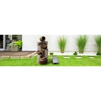 Solárna záhradná fontána Teamson Home PT-SF0001 s LED osvetlením, 4-poschodová kaskáda s efektom kameňa, na batérie, 31x26x72 cm, hnedá 8