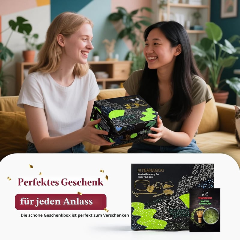 TEANAGOO Matcha szertartás készlet tálcával, bambusz habverővel és kiegészítőkkel