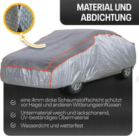 tec for me Jégvédelem autótakaró prémium hibrid ponyva 4 mm hab vízlepergető légáteresztő M L XL SUV VAN kombi szürke 2
