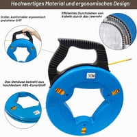 Sondă de tras cabluri Techfection 30 m, fibră de sticlă, cu carcasă din plastic, 4 mm, pentru electricieni 3
