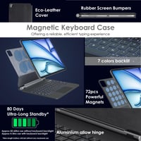 TECHGEAR puzdro s klávesnicou pre Apple iPad Air 11" (M2/M3/M4) a iPad Pro 11", trackpad, 7-farebné podsvietenie – čierne 2