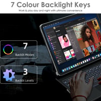 TECHGEAR puzdro s klávesnicou pre Apple iPad Air 11" (M2/M3/M4) a iPad Pro 11", trackpad, 7-farebné podsvietenie – čierne 4