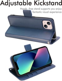 TECHGEAR iPhone 13 PU bőr pénztárcatok állvánnyal és kézpánttal - kék 4