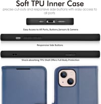 TECHGEAR iPhone 13 PU bőr pénztárcatok állvánnyal és kézpánttal - kék 5