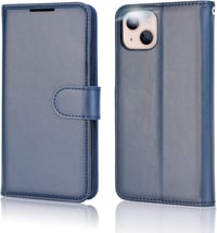 TECHGEAR iPhone 13 PU bőr pénztárcatok állvánnyal és kézpánttal - kék 7