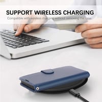 TECHGEAR iPhone 13 PU bőr pénztárcatok állvánnyal és kézpánttal - kék 6