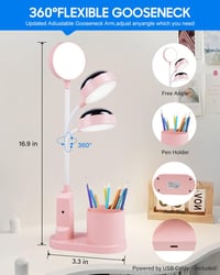 TechKen LED asztali lámpa gyerekeknek, dimmer, töltöthető, csillagvetítő, tolltartó 4