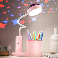 TechKen LED asztali lámpa gyerekeknek, dimmer, töltöthető, csillagvetítő, tolltartó 1