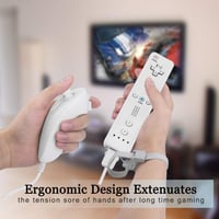 TechKen Wii Kontroller Nunchuck-kal Fekete Fehér Vezeték Nélküli Távirányító 2