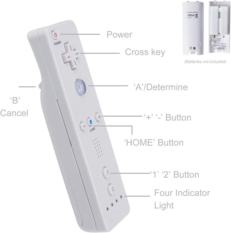TechKen Wii Kontroller Nunchuck-kal Fekete Fehér Vezeték Nélküli Távirányító
