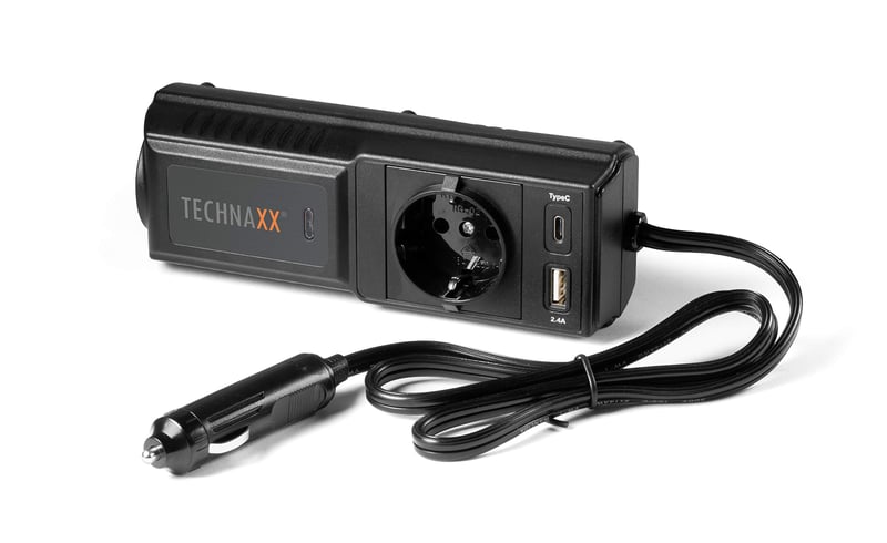 Technaxx TE21 autós inverter 200W – 12V/230V, Schuko, USB-C, USB-A, módosított szinuszjel
