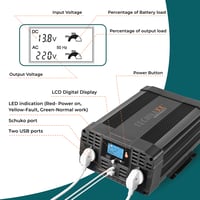 Invertor s čistou sínusoidou Technaxx TE22 12V na 230V 2000W (špičkový výkon 4000W), TÜV Rheinland, LC displej, 2x Schuko zásuvka, USB-C a USB-A QC3.0, do auta a na kempovanie 6