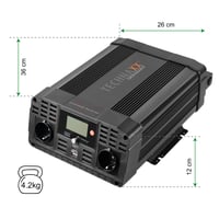 Invertor s čistou sínusoidou Technaxx TE22 12V na 230V 2000W (špičkový výkon 4000W), TÜV Rheinland, LC displej, 2x Schuko zásuvka, USB-C a USB-A QC3.0, do auta a na kempovanie 2