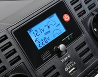 Invertor s čistou sínusoidou Technaxx TE22 12V na 230V 2000W (špičkový výkon 4000W), TÜV Rheinland, LC displej, 2x Schuko zásuvka, USB-C a USB-A QC3.0, do auta a na kempovanie 5