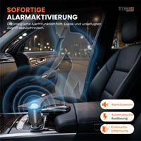 Autoalarm Technaxx TX-100 s PIR snímačom pohybu, 110 dB siréna, 6-dňová výdrž batérie, nabíjací port USB-A a USB-C, LED displej, diaľkové ovládanie, 12-24V 3