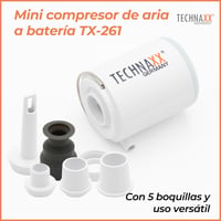 Mini akumulátorová pumpa Technaxx TX-261 – 180 l/min, LED kempingové svetlo 400 lúmenov, 5 trysiek, nabíjateľná – na kempovanie, pláž a outdoorové použitie 4