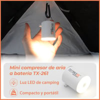 Mini akumulátorová pumpa Technaxx TX-261 – 180 l/min, LED kempingové svetlo 400 lúmenov, 5 trysiek, nabíjateľná – na kempovanie, pláž a outdoorové použitie 5