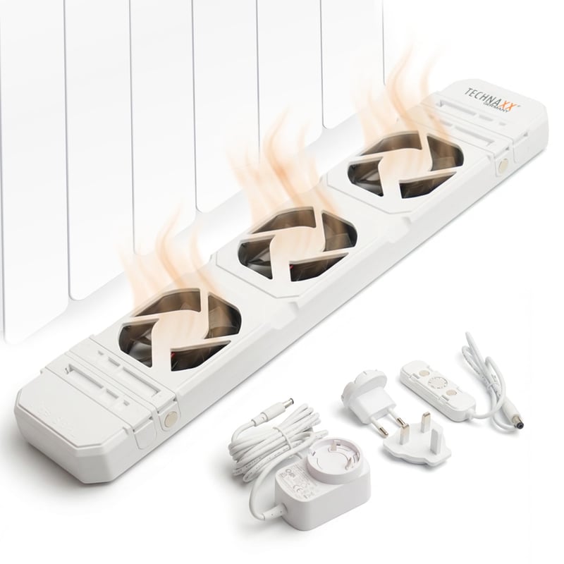 Technaxx TX-302 Ventilator za radijatore Mono set 50-70 cm za radijatore, sa senzorom temperature, automatsko uključivanje/isključivanje, bijeli, tih ispod 20 dB, maks.