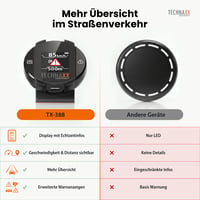 Technaxx TX-388 Varovný systém cestnej premávky s Blitzer.de, displejom, upozornením na nebezpečenstvo a rýchlosť, zobrazením v reálnom čase, kompatibilný s Apple CarPlay a Android Auto 4