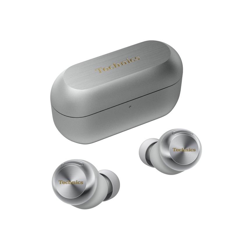 Technics EAH-AZ100E-S bezdrôtové slúchadlá s potlačením hluku, Bluetooth Multipoint, Voice Focus AI, pohodlné do uší, strieborné