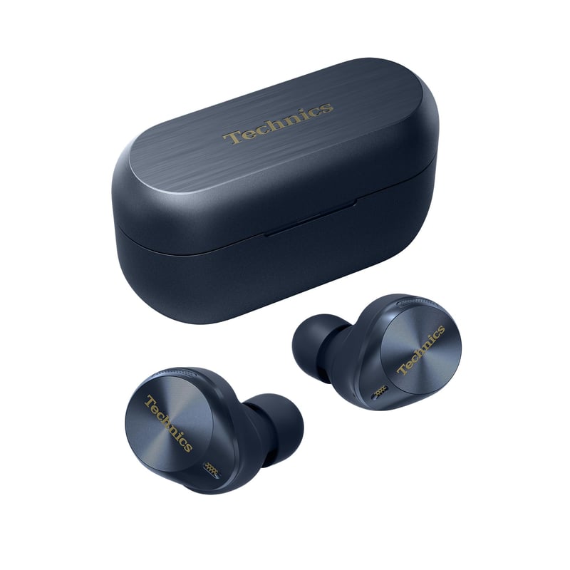 Bezdrôtové slúchadlá s potlačením hluku Technics EAH-AZ80E-A, Bluetooth, vstavaný mikrofón, polnočná modrá, prispôsobiteľný strih, 7 hodín prehrávania