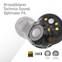 Bezdrôtové slúchadlá s potlačením hluku Technics EAH-AZ80E-A, Bluetooth, vstavaný mikrofón, polnočná modrá, prispôsobiteľný strih, 7 hodín prehrávania 5