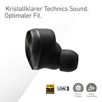 Technics EAH-AZ80E-K Bezdrôtové slúchadlá s potlačením hluku, Bluetooth multipoint 3 zariadenia, vstavaný mikrofón, bezdrôtové nabíjanie, čierne 4