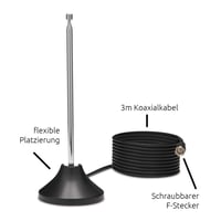Pasívna izbová anténa TechniSat DIGIFLEX TT7 pre príjem DVB-T2 HD, DAB+ a FM 3